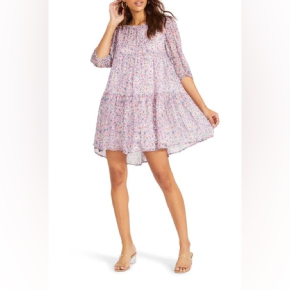 BB Dakota by Steve Madden Floral Mini Dress in Pink and Blue